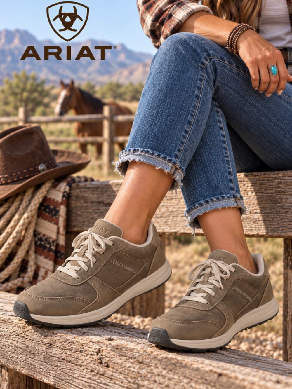 TOP Ariat Women’s Fuse Plus Brown Bomber Leather Sneakers Shoes 7.5 B